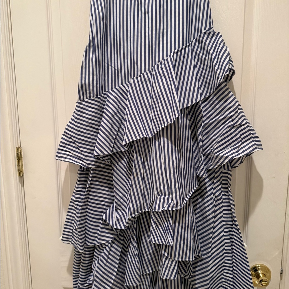 Banana Republic Navy and White Asymmetrical Skirt